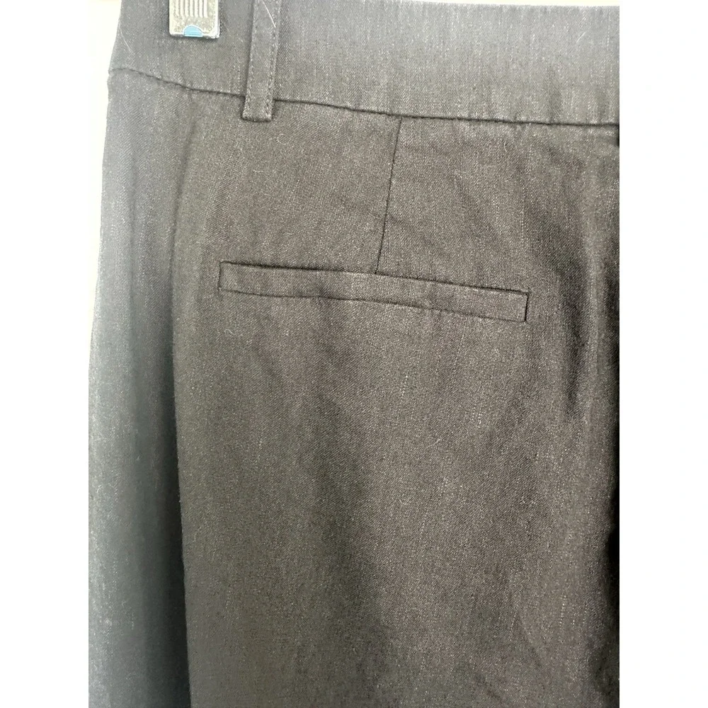 J Crew Women's Linen Blend Pants Size 2 Black Pleated Trouser Old Money Coastal